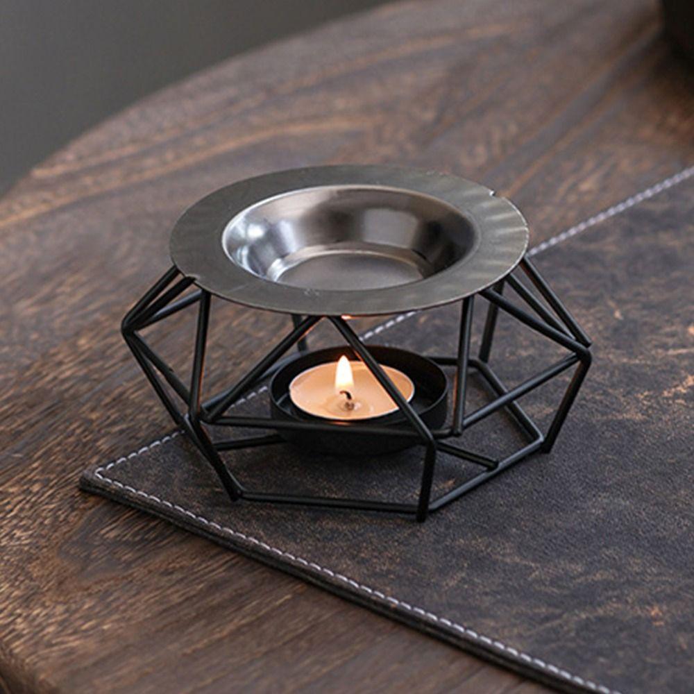 Polygon Metal Incense Burner Portable Candle Heating Holder Essential Oil Warmer  Bedroom Use