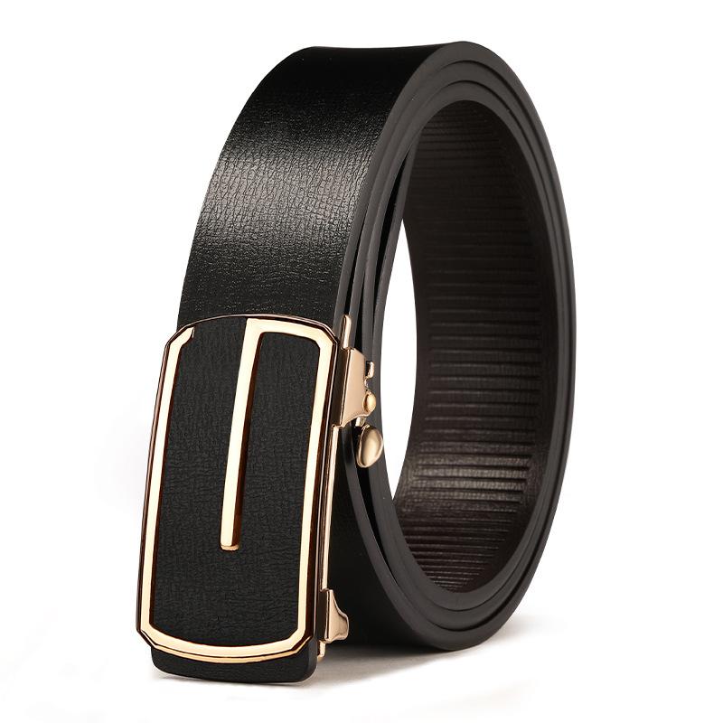Genuine Leather Toothless Automatic Buckle Leather Belt for Men and Young Men Simple and Versatile Business Casual Trousers