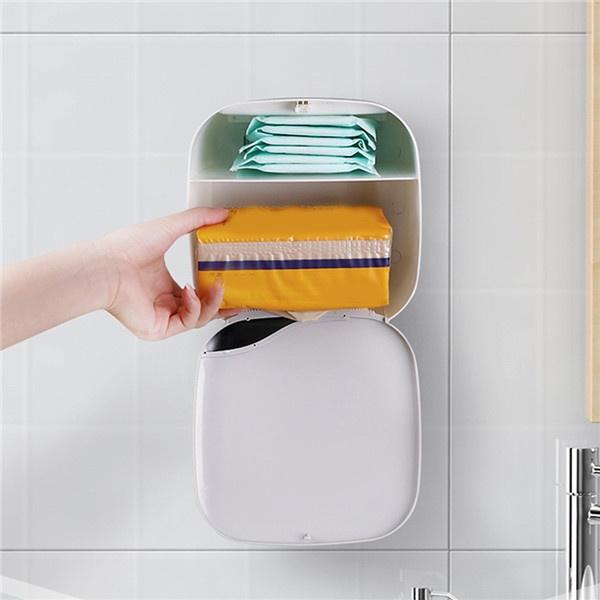 Punch-free Toilet Paper Holder Box Waterproof Storage Toilet Paper Storage Rack Paper Towel Kitchen Bathroom Storage Box