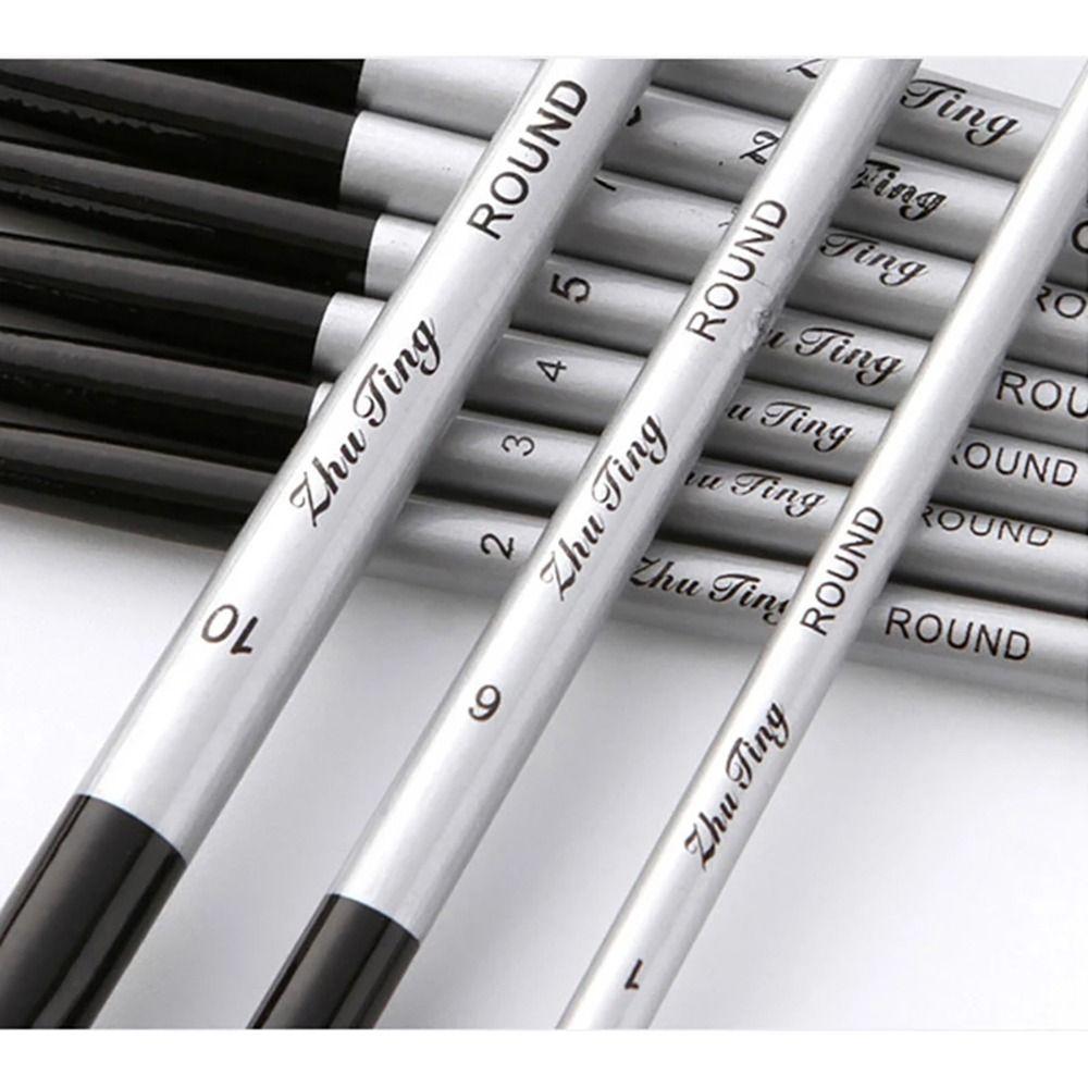 10Pcs/Set Nylon Paint Brushes Watercolor Miniature Art Wooden Handle Artist Paintbrushes Professional Drawing Kit