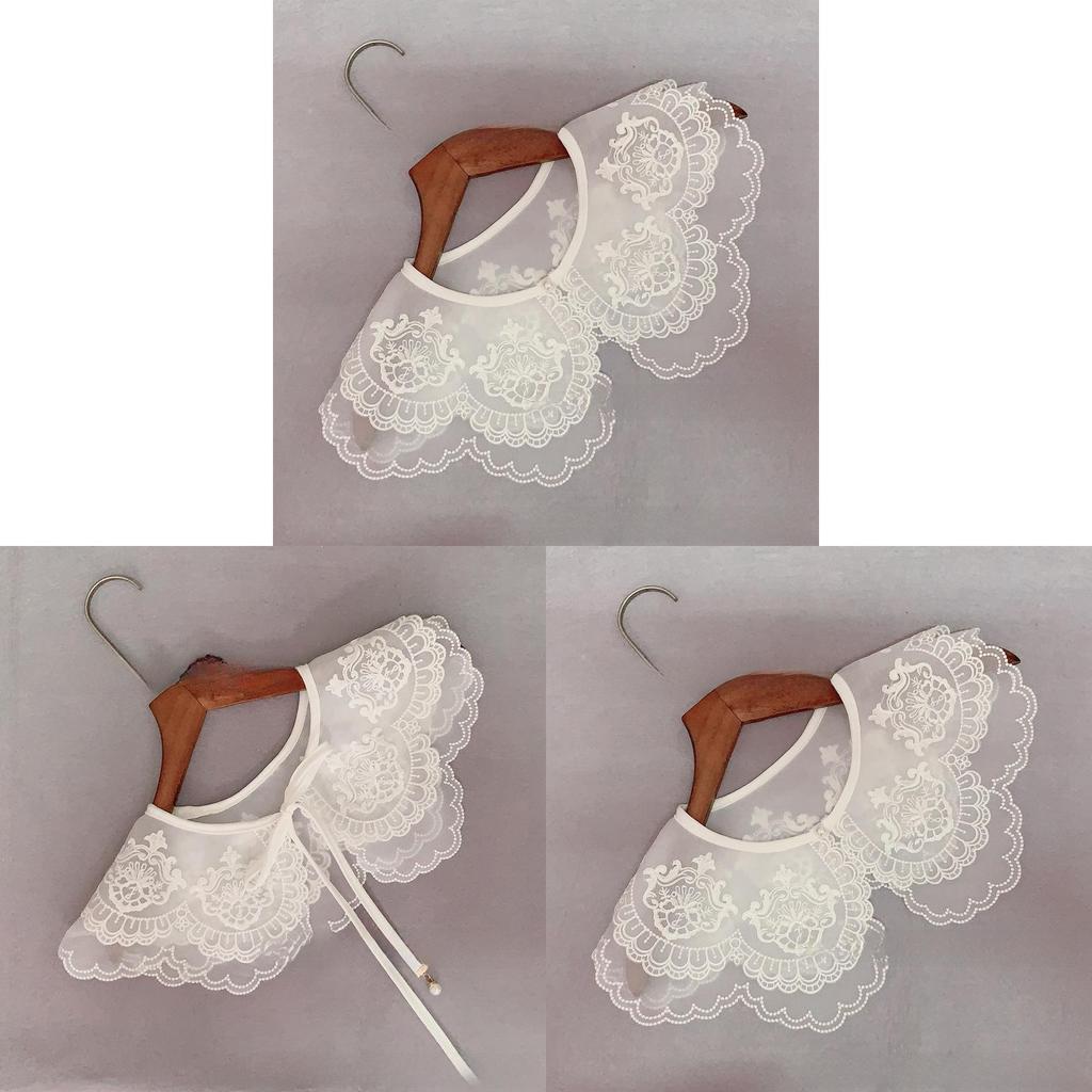 Summer Women Faux Collar With Embroidery And Lace Edging For Dress Decor