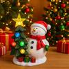 Christmas Santa Figurine Solar Light Resin Snowman Santa Claus Tree Statue Decorative Lamp Home Office Desktop Ornament