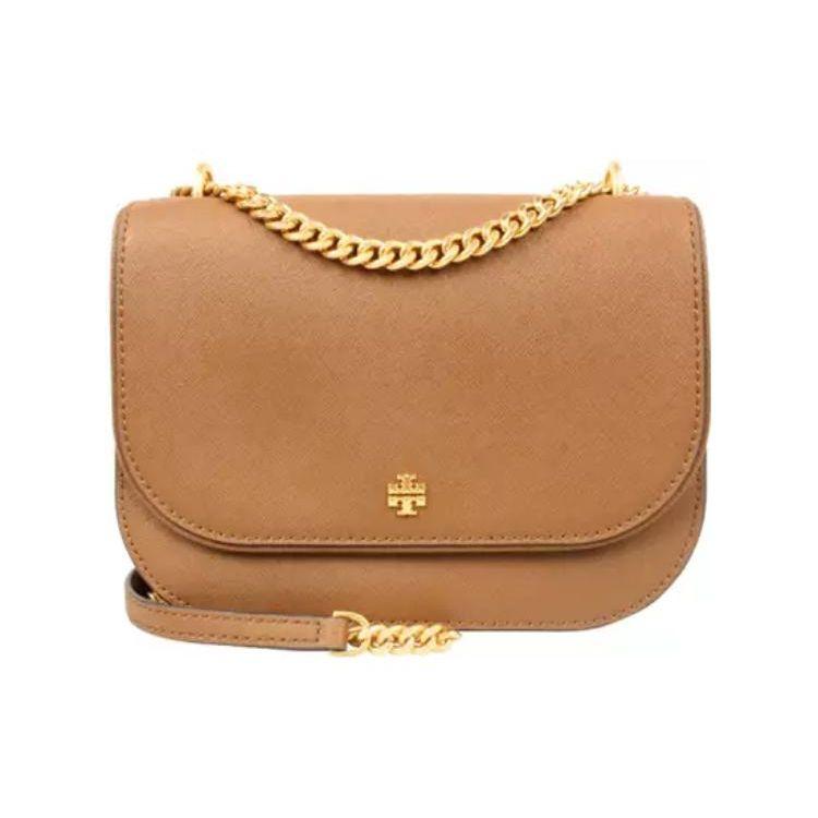 

Tory Burch TB Emerson Metal Double T Logo Detachable Metal Chain Shoulder Bag Women Shoulder Bag Brown 136092-909 Basic Set (Bag+Dust Bag)