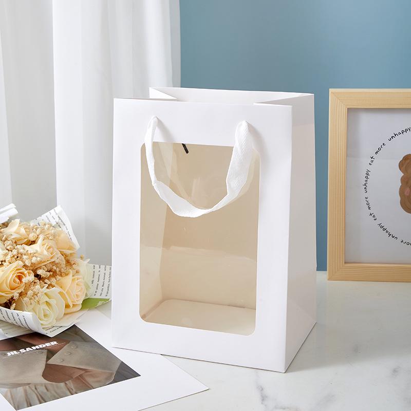 Transparent Window Tote Bag for Flowers & Dolls – Perfect for Qixi Festival & Mother's Day Gifts
