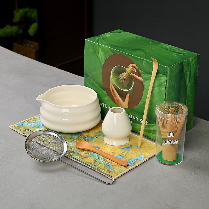 Japanese Ceramic Matcha Bowl Set with Bamboo Chasen Whisk – Perfect for Song Dynasty Tea Ceremony