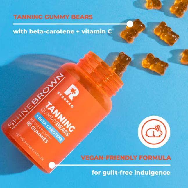 Byrokko Shine Brown Beta-Carotin-Bräunungsverstärker-Gummibärchen, 150 g