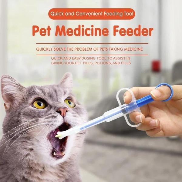1 Set Pet Pills Applicator Cat Dogs Syringe Medicine Water Milk Feeder Insect Repellent Supplies Can Clip Pills Pet Water Feeder