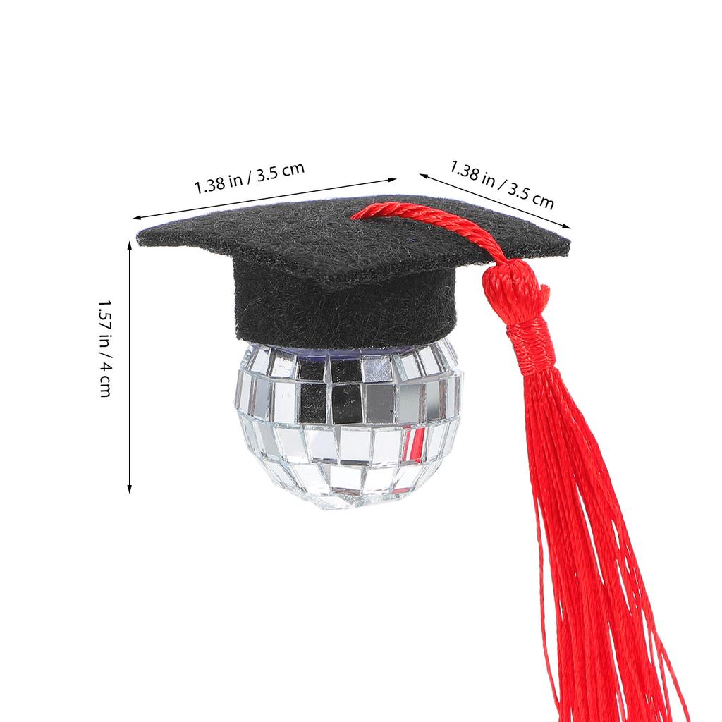 10Pcs Mini Graduation Cap Cupcake Toppers Tassel Disco Ball Design Grad Cap Decor for All Graduations Cupcake Graduation