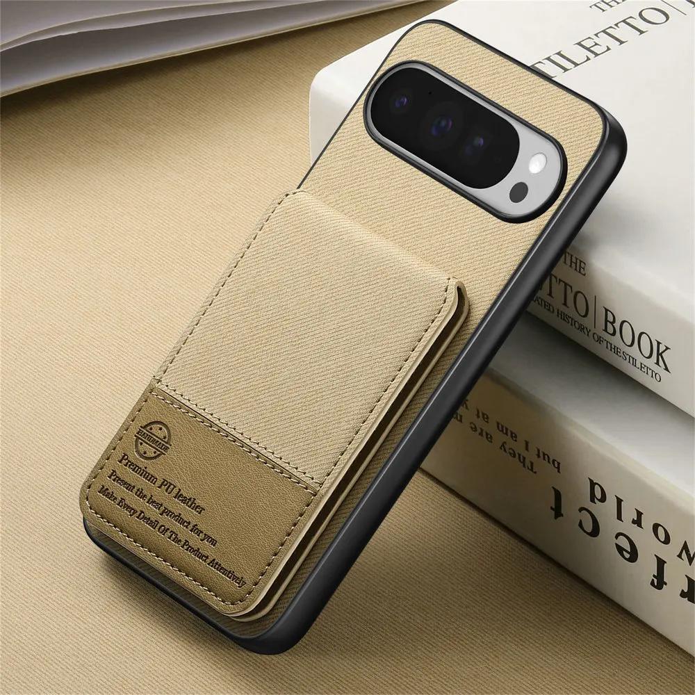 Portable Wallet Card Slot Leather Bracket Shockproof Case For Google Pixel 10 9 Pro XL 9 A Fall Prevention Durable Protect Cover