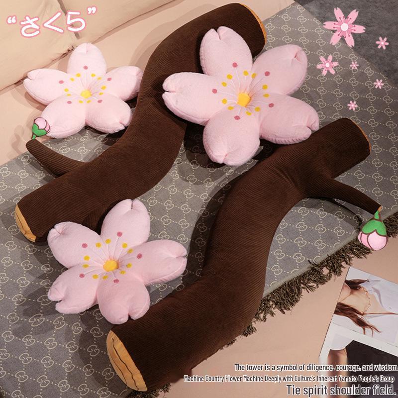 Cherry Blossom Ice Silk Lumbar Support Cushion for Office