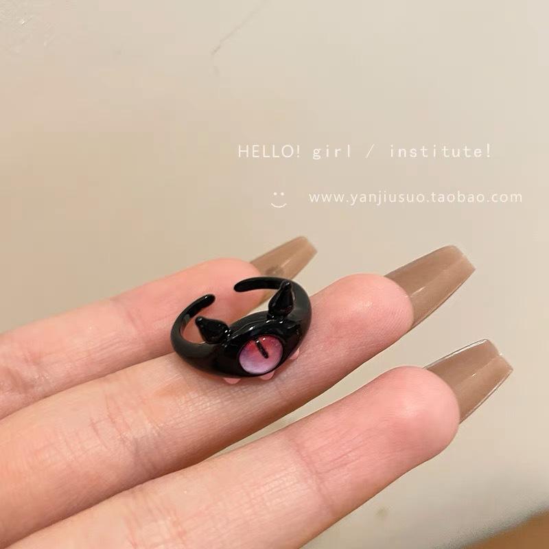 Morsom Liten Monsterring Store Øyne Pølsemunn Pekefingerring Søt Kul Tegneserie Søt Kjæreste Parring Smykker