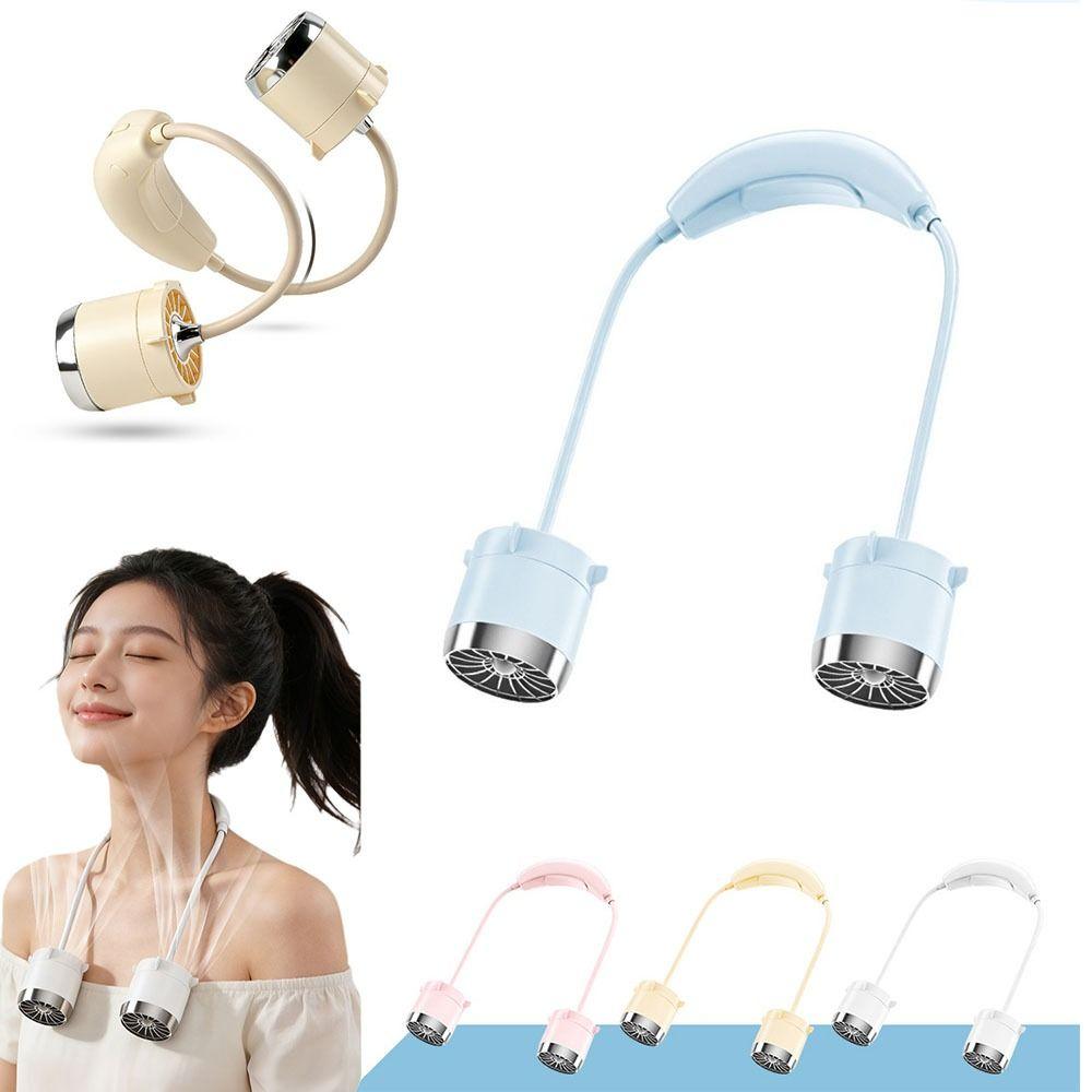 360° Bendable Neck Electric Fan USB Rechargeable Around Neck Cooler Hanging Neck  Fan  Lazy People