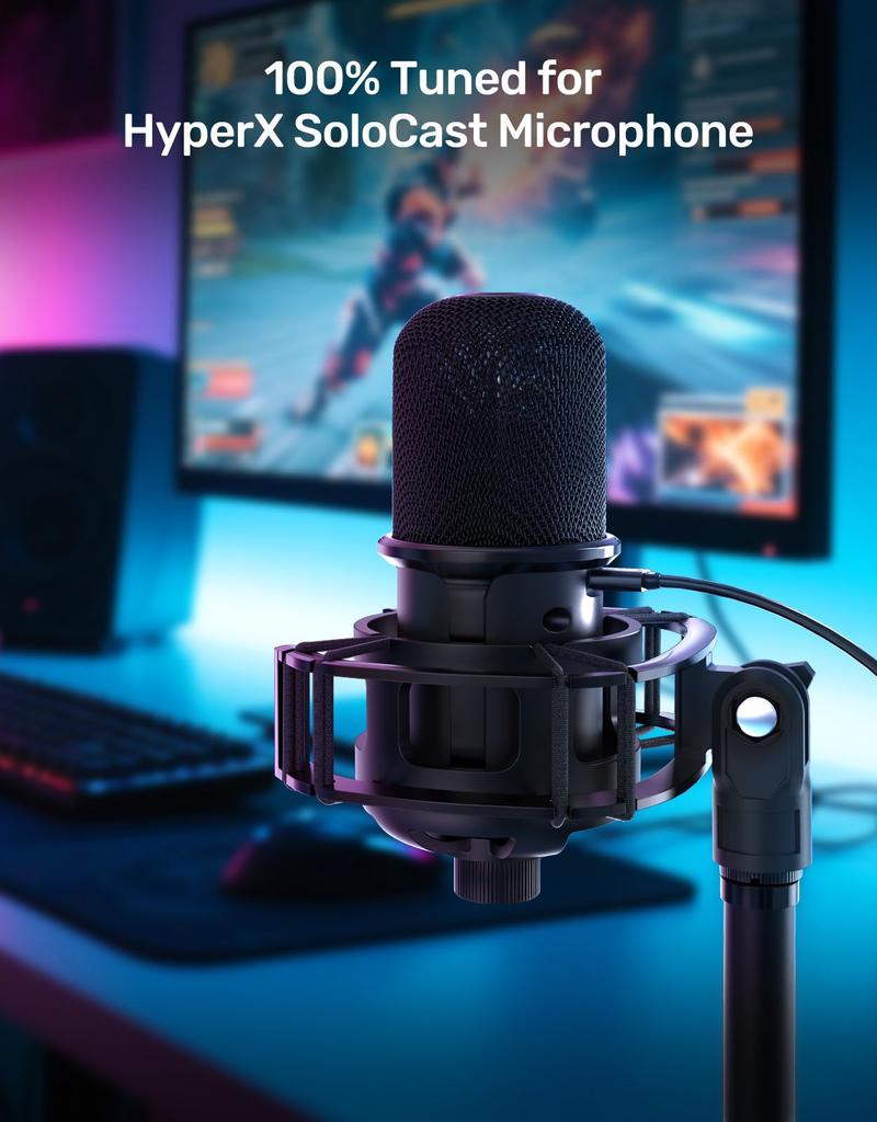 Etour Hyperx SoloCast Compatible Microphone Shock Mount with Pop Noise Screw Black Filter, Reduction, 1/4" & 3/8" Adapters, 2-Year Manufacturer's