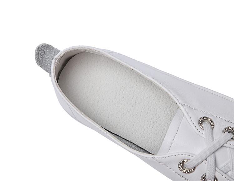 2025 Korean Style Women's White Genuine Leather Flat Casual Shoes