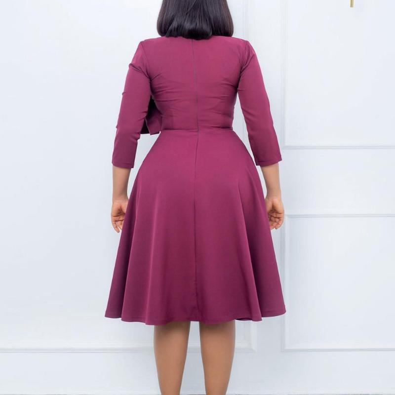 Women's Summer New Round Neck Solid Color Temperament Big Swing Dress
