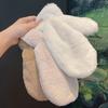 1 Pair Ladies Winter Mittens Thickened Soft Plush Solid Color Cozy Anti-slip Elastic Windproof Heat Retention Warm Lady Outdoor Gloves