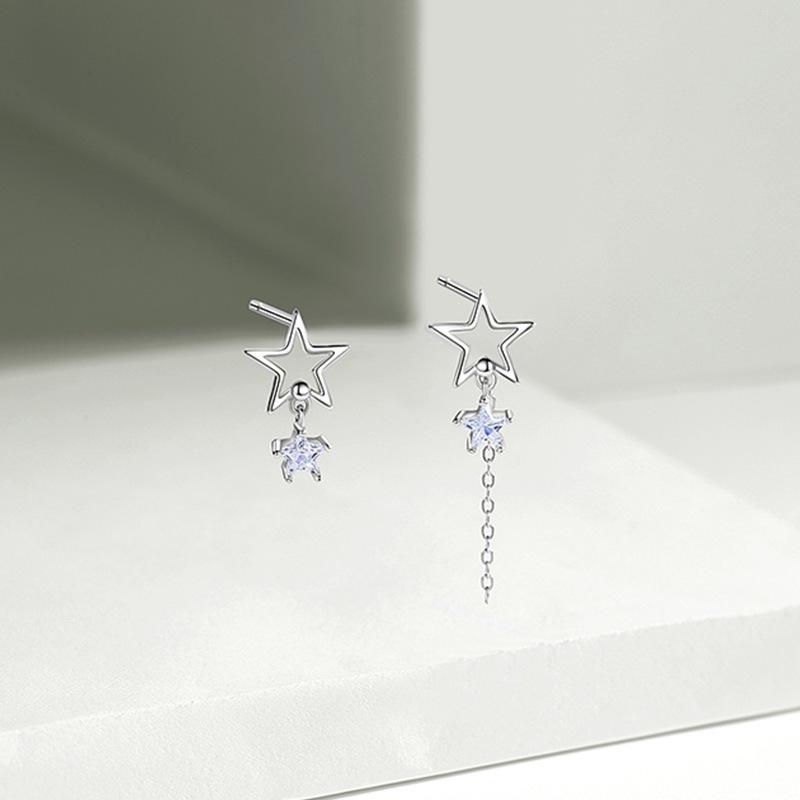 Asymmetrical Korean Style Star Tassel Stud Earrings for Women - Retro Fashion Hip Hop Jewelry