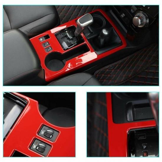 Red Central Gear Shift Panel Trim Decor Cover Bezels for 4Runner 10+ Accessories
