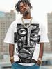 T-shirt da uomo con stampa artistica 3D, arte, graffiti, girocollo, manica corta, estiva, alla moda, casual, versatile, capo quotidiano, poliestere