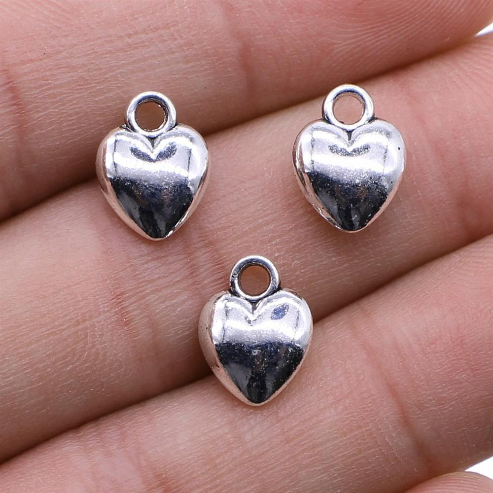 20pcs Hearts Charms Antique Silver Color Small Heart Charms Jewelry DIY Heart Charms For Bracelet Making