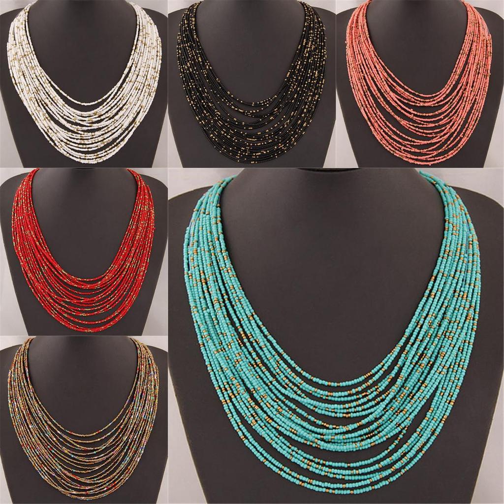 Bohemia Beaded Multilayer Necklace With Handcrafted Resin Materials For Fashionistas