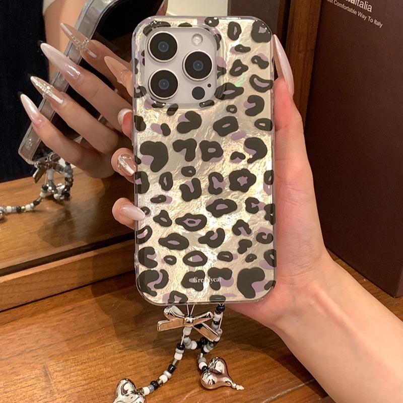 

Ins Персонализированный черный леопардовый принт для девочек, подходит для iPhone16promax, чехол для мобильного телефона Apple 15pro, жесткий чехол iPhone 16