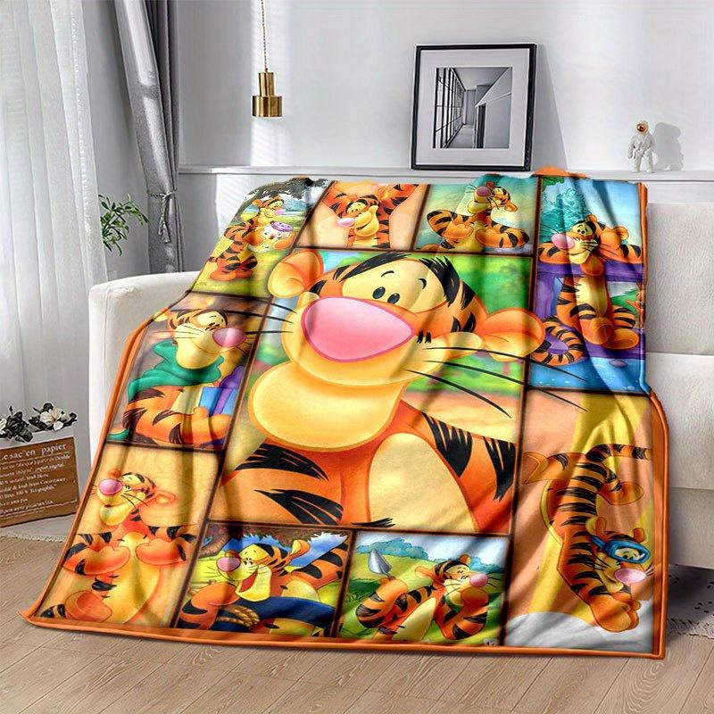 Tigger Decke Ultra-Weich, Warm, Gemütlich Überwurf für Wohnzimmer, Sofa, Ganzjahres-Reiseaccessoire Niedlicher Zeichentrickfigur Heimdekoration