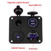 Keenso DC12/24V 4-Way Waterproof Switch Panel with LED Light, ON/OFF Toggle, 4.2A USB Socket, Voltmeter, and Cigarette Lighter (Blue Light) for Marine