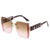 New Luxury Leopard Gradient Square Sunglasses Women Retro Trend Rimless UV400 Protection Fashion Brand Design