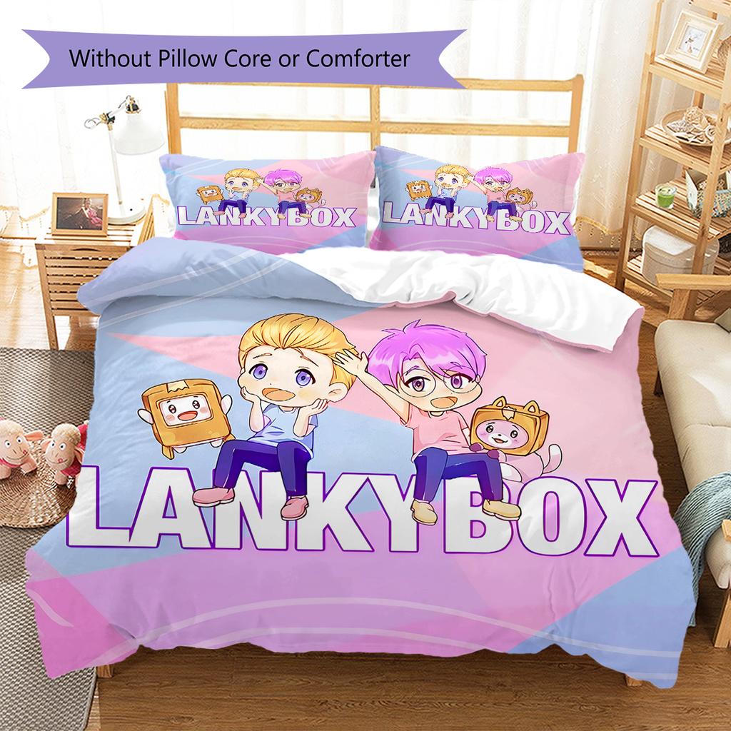 Lankybox Pattern Bedding,Quilt Set Quilt Cover Pillowcase Home Birthday Gift (1 * duvet cover + 2 * pillowcase, without core)
