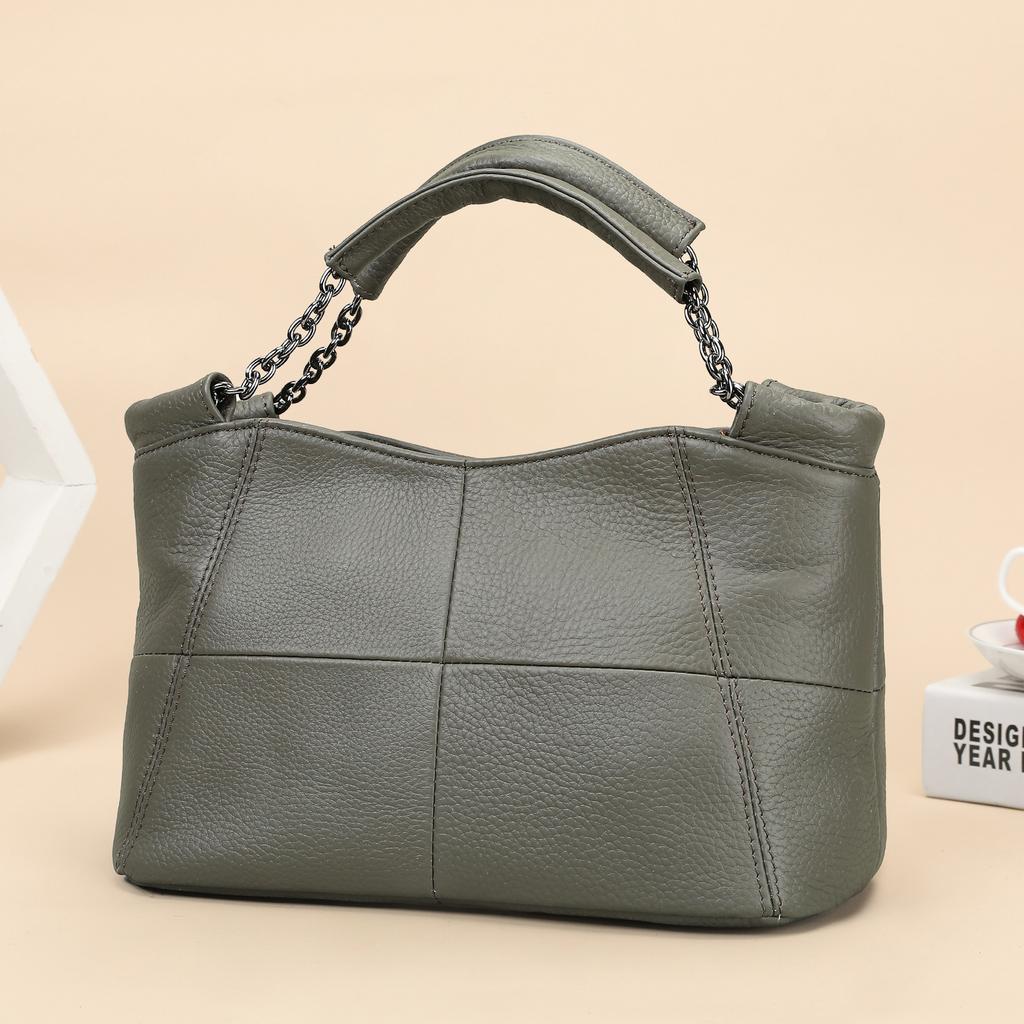 Ręcznie robiona damska torebka z prawdziwej skóry w stylu retro, na jedno ramię, crossbody, z górnej warstwy skóry bydlęcej, łańcuszek pod pachę, torebka o dużej pojemności