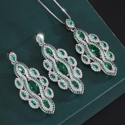 Schmuck Kupfer Vergoldet Retro Schmuck Damen Simulation Smaragd Handgefertigt Diamant Damen Anzug Hauptstein 5 * 9