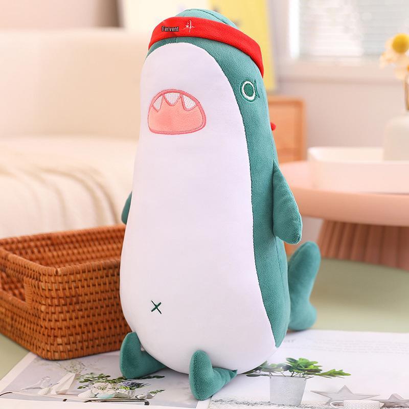 

Hardworking Shark Huggable Pillow Cushion - Cute, Fun, and Detachable Ornament for Home and Gifts 30cm зелёный