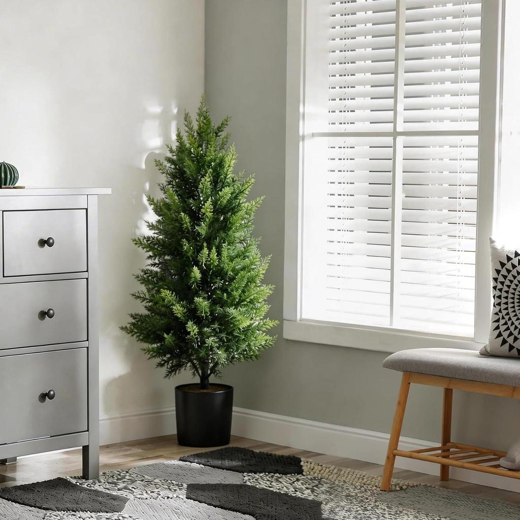 Detachable Cedar Pine & Cypress Potted Green Plants for Home Decoration - Pure PE Christmas Tree