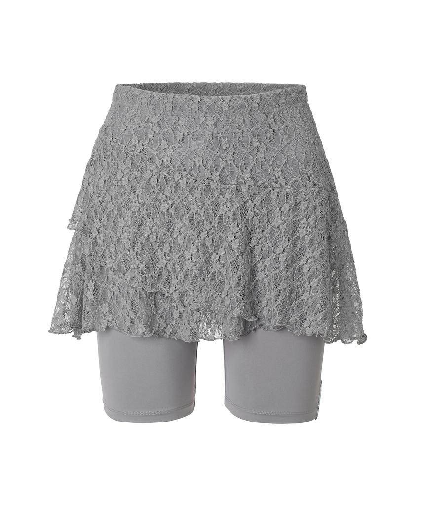 Mileko Lace Layer Wrap Skort Stone Gray