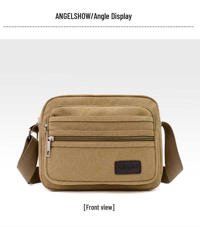 Men's Retro Fashion Canvas Crossbody Bag - Breathable, Solid Color Design