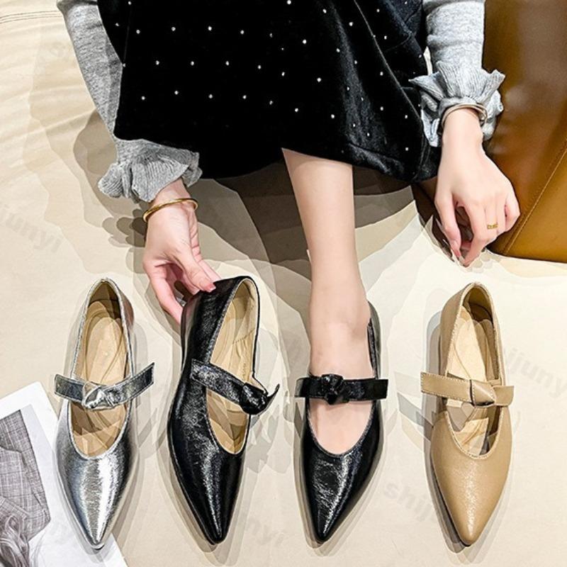 Fashion 2025 New French Style Mary Jane Shoes Spring Women's Soft Bottom Casual Versatile Butterfly Bow Shallow Mouth Strap Single Shoes