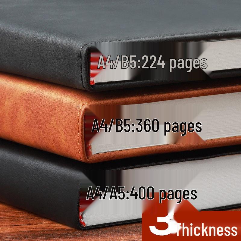 Extra Thick Soft Leather Business Meeting Notebook, Large Size
