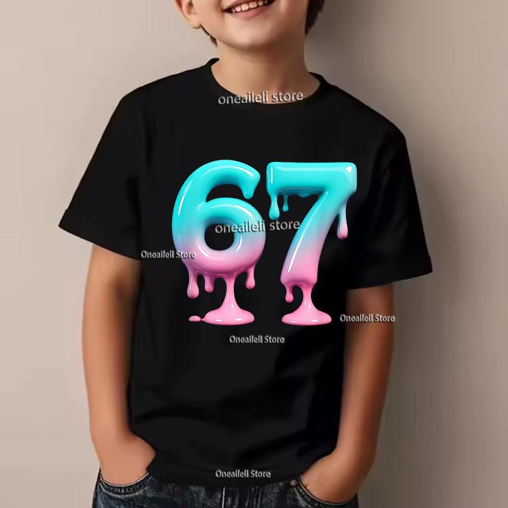 Kids 67 Themed Colorful Print TShirt Soft Cotton Fabric Breathable and Comfortable Ideal for Toddlers and Childrendf0331
