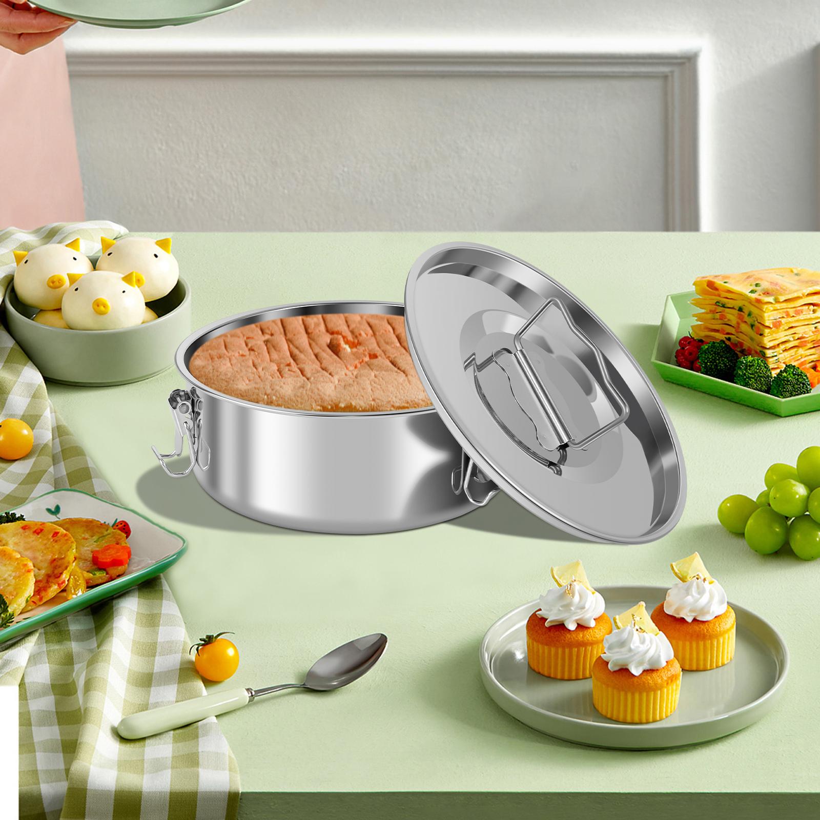 Flan Mold Stainless Steel Cake Baking Flan Pan Mold 1.5QT Cheesecake Pans Flanera Flan Mould Portable Kitchen Cake Baking Tools