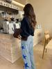 Women's New Fashion Casual Five-Point Star Loose Straight Jeans Pants 