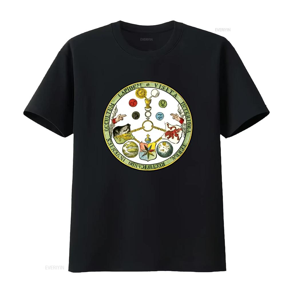 Freimaurer Esoterisch VITRIOL Motto Freimaurer Symbol T-Shirt Druck vintage Gewaschen Vielseitiges Oberteil Für Den Täglichen Gebrauch Dehnbar