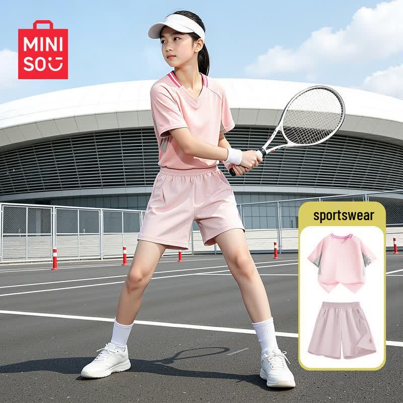 MINISO Girls Sporty Short Sleeve & Shorts Set 120