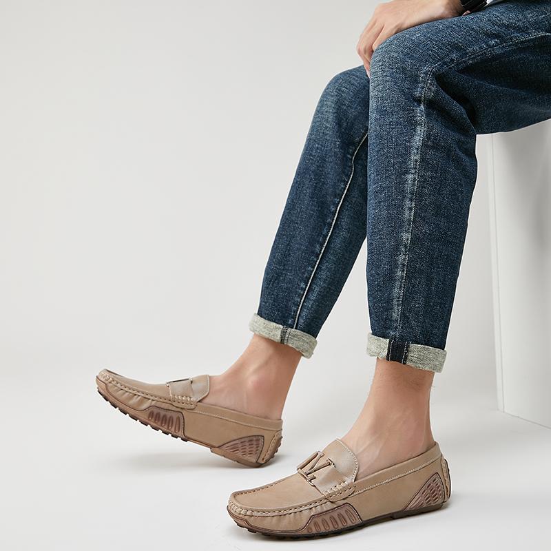 High Quality Men's Casual Leather Shoes Cowhide Loafers Soft Luxury Pea Shoes Genuine Leather Men's Flats Driving Shoes