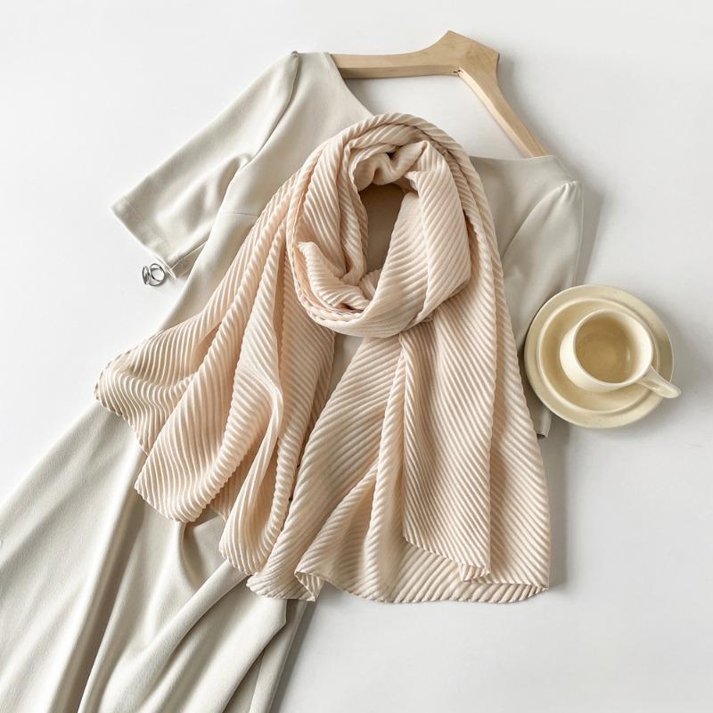 Solid color imitation cotton and linen silk scarf pleated women * 0cm square scarf imitation silk scarf headscarf