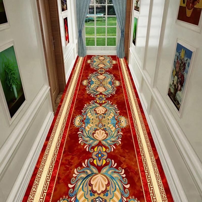 

Длинный коврик в богемном стиле - Машинная стирка, мягкий полиэстеровый коврик со сложными цветочными узорами Для спальни и прихожей, кухонный декоративный коврик 80*100CM
