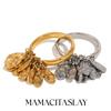 MamacitaSlay 316L Stainless Steel Hammered Teardrop Tassel Ring 18K Gold Plated Waterproof Jewelry For Women Trendy Dangle Rings