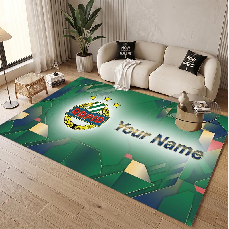 Personalized Crystal Velvet Carpet Rapid Wien FC Pattern Non Slip Floor Rug