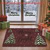 1pc, 2D Flat Printing, Christmas Style "Merry & Bright" Christmas Tree Doormat for Front Entrance | Non-Slip Machine Washable Polyester | Suitable for