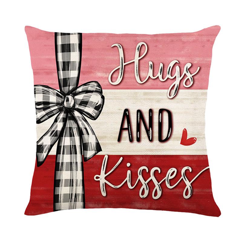 Valentine's Day Printed Cushion Cover Fans Stripe Letter Printed Polyester Sofa Decorative Cushion Cover